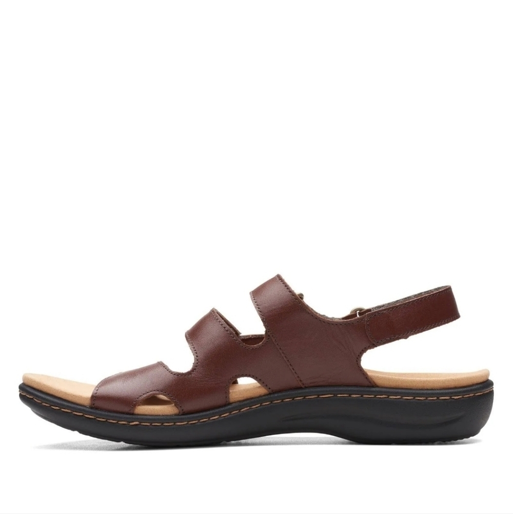 Clarks Collection Laurieann Brown Leather Round Toe Sandals Size 10M Women - Picture 4 of 13